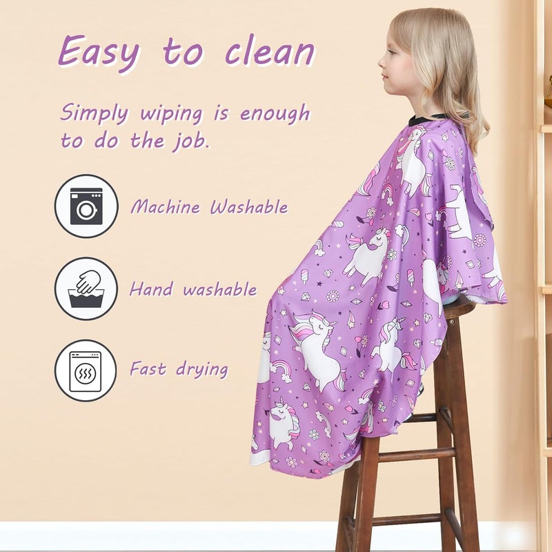 Iusmnur Kids Barber Cape, 51"x36" Professional Salon Hair Cutting Cape with Adjustable Neck Strap, Unisex Kids Haircut Cape for Hairdresser and Stylist (Rainbow Unicorn) - Image 5